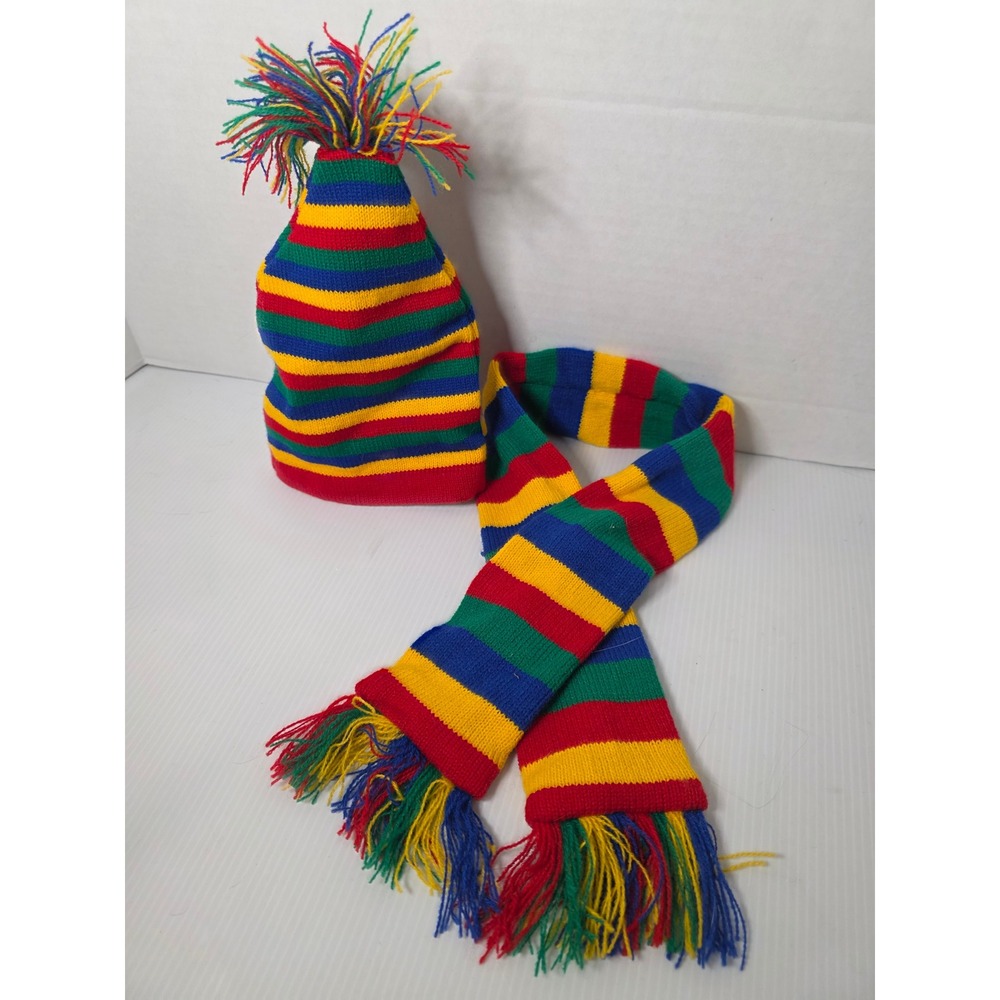 Build-A-Bear Hat and Scarf Set OS Multicolor Excellent Plush Accessory
